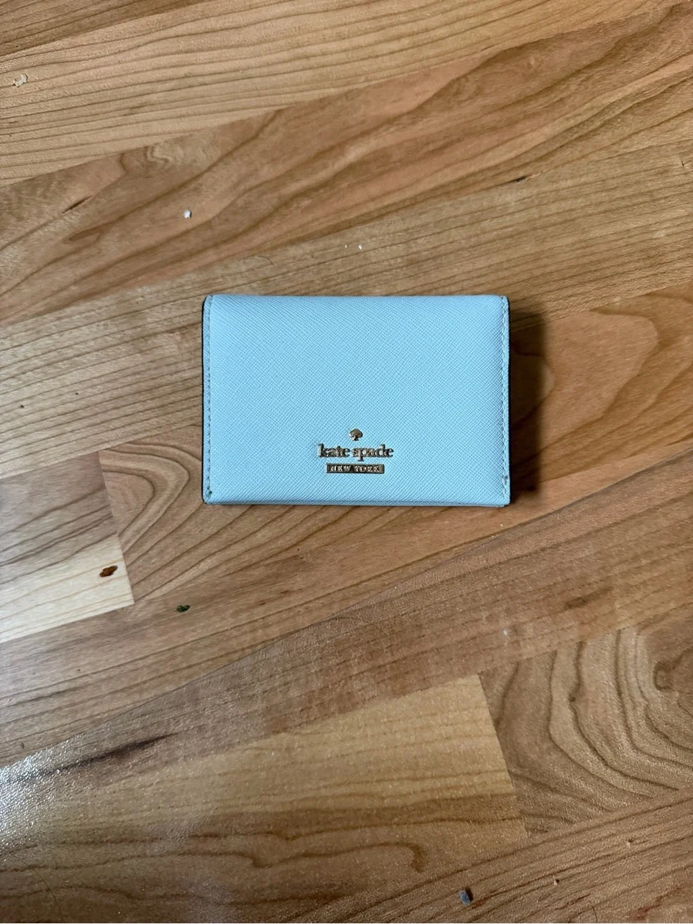 kate spade Light Blue Slim Card Wallet with Gold Logo